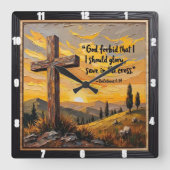 Unwavering Faith: Cross's Enduring Power スクエア壁時計 (正面)