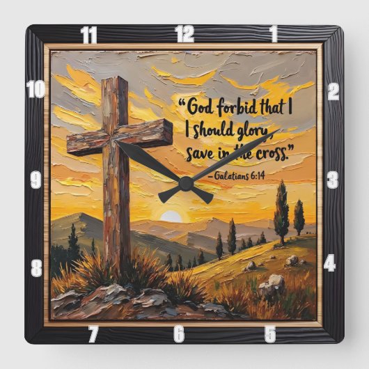Unwavering Faith: Cross's Enduring Power スクエア壁時計 (正面)