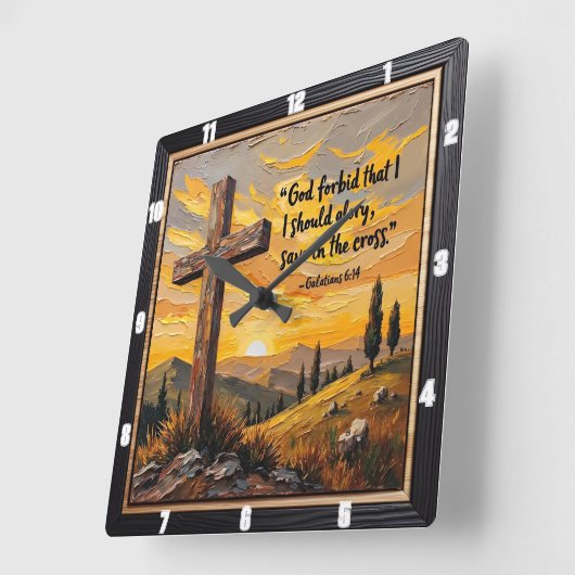 Unwavering Faith: Cross's Enduring Power スクエア壁時計 (傾斜)