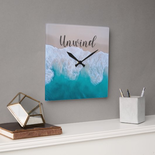Unwind Ocean Beach Wall Clock スクエア壁時計 (オフィス)