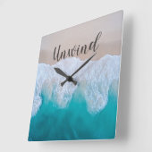Unwind Ocean Beach Wall Clock スクエア壁時計 (傾斜)