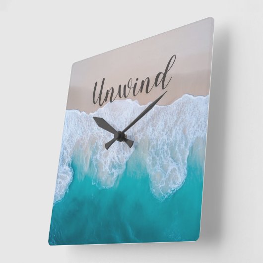 Unwind Ocean Beach Wall Clock スクエア壁時計 (傾斜)