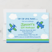 UPと飛行機遠くにの誕生日パーティー 招待状 (正面)