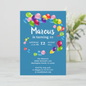 UpとBalloonsの遠くに誕生日パーティーへの招待 招待状 (スタンド正面)