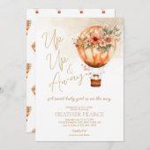 UpとBoho熱遠くに気球ガールベイビーシャワー 招待状 (正面/裏面)