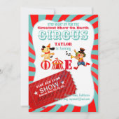 UP 転が CIRCUS 1stバースデー男の子の女の子のショース 招待状 (正面)