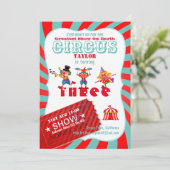 UP 転が CIRCUS 3rdバースデー男の子の女の子のショー 招待状 (スタンド正面)