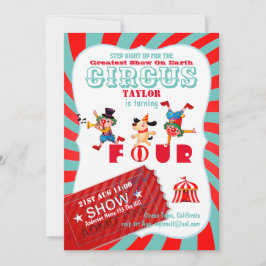 UP 転が CIRCUS 4th Birthday Boy Girlショーもっとも偉大 招待状