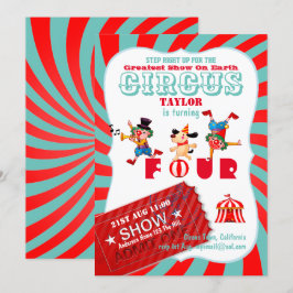 UP 転が CIRCUS 4th Birthday Boy Girlショーもっとも偉大 招待状