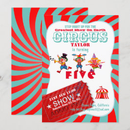 UP 転が CIRCUS 5th誕生日ボーイガールもっとも偉大ショー 招待状