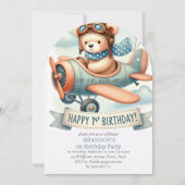 Up & 遠くに1th Birthday Boy Airplane 招待状 (正面)