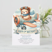 Up & 遠くに1th Birthday Boy Airplane 招待状 (スタンド正面)