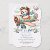 Up & 遠くに1th Birthday Boy Airplane 招待状 (正面)