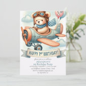 Up & 遠くに1th Birthday Boy Airplane 招待状 (スタンド正面)