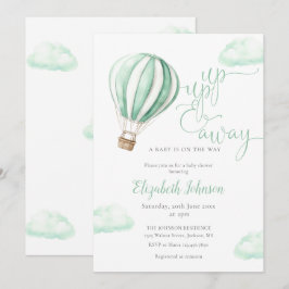Up And Away Hot Air Balloon Neutral Baby Shower 招待状