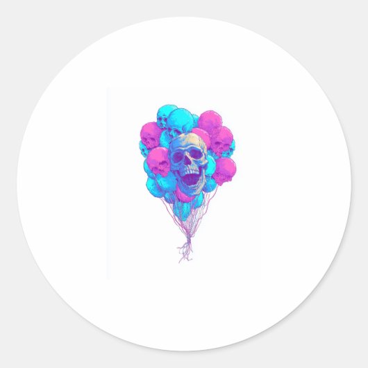 Up and Bone � Funny Floating Skull ラウンドシール (正面)