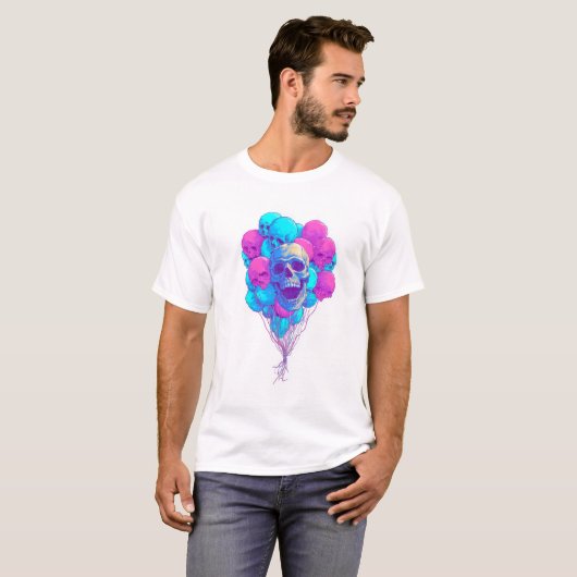 Up and Bone � Funny Floating Skull Tシャツ (正面フル)