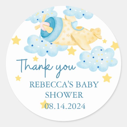 Up and Yellow Airplane遠くに Thank you ラウンドシール (正面)