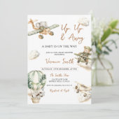 Up & Away, Hot Air Balloon Airplane Baby Shower 招待状 (スタンド正面)