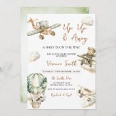 Up & Away, Hot Air Balloon Airplane Baby Shower 招待状 (正面/裏面)