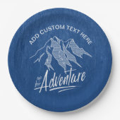 Up For Adventure Mountains White ID358 ペーパープレート (正面)