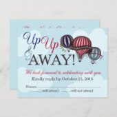 Up & Hot Air Balloon RSVP遠くにカード 招待状 (正面/裏面)
