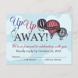 Up & Hot Air Balloon RSVP遠くにカード 招待状