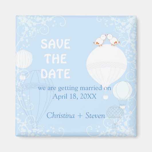 Up in the Air Baby Blue Wedding Save the Date マグネット (正面)