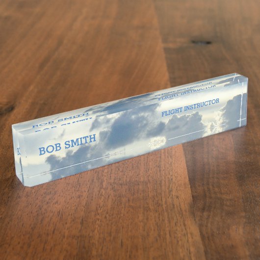 「UP IN THE CLOUDS」カスタマイズ可能なアクリルデスク名 デスクネームプレート (側面)