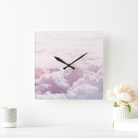Up in the Pastel Clouds 1 スクエア壁時計 (ホーム)
