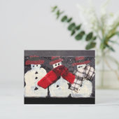 「UP TO SNOW GOOD」フォークアート雪だるまはがき ポストカード (スタンド正面)
