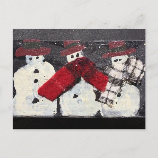 「UP TO SNOW GOOD」フォークアート雪だるまはがき ポストカード (正面)