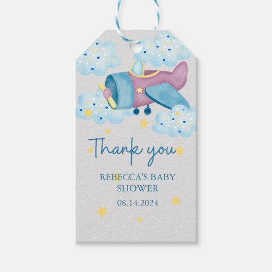 Up UpとPurple遠くに Airplaneありがとう ギフトタグ (正面)