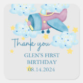 Up UpとPurple遠くに Airplaneありがとう スクエアシール (正面)