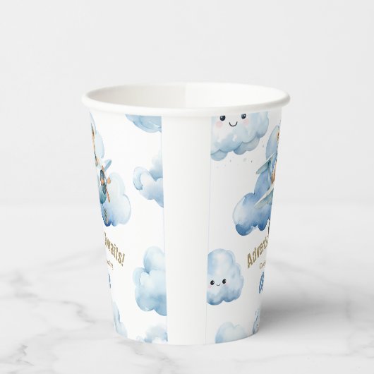 Up, Up, and：テディ遠くにの最初の誕生日が飛び散る 紙コップ (左)
