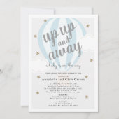 Up Up and Away ホットエアバルーン ブルー シャワーメール便 招待状 (正面)