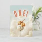 Up、Up、Bearをテーマ遠くににした最初の誕生日 招待状 (スタンド正面)