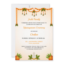 Upanayanamセレモニー招待状カード、スレッド招待状