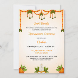 Upanayanamセレモニー招待状カード、スレッド招待状 招待状