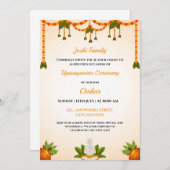 Upanayanamセレモニー招待状カード、スレッド招待状 招待状 (正面/裏面)