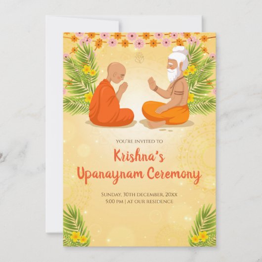 Upanayanam招待状とスレッド式招待状 招待状 (正面)