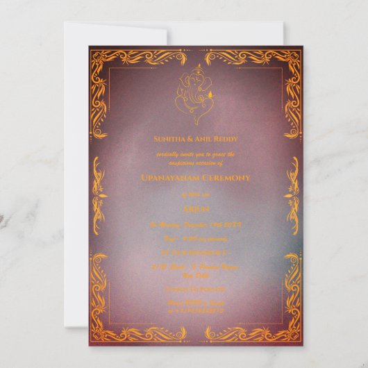 Upanayanam aka Hindu Holy Thread Janeu Ceremony 招待状 (正面)