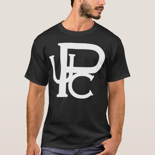 UpCホワイトロゴアメリカ子供ハンドラウンドネック Tシャツ (正面)