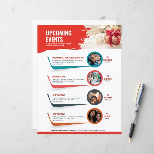 Upcoming Event Schedule Flyer Template (正面/裏面インサイチュ)