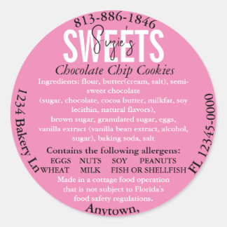 Updated Florida State Cottage Law Ingredient Label ラウンドシール