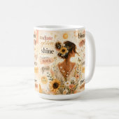 Uplifting floral affirmation watercolor artwork  コーヒーマグカップ (正面右)