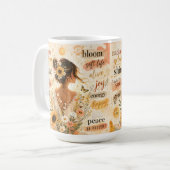 Uplifting floral affirmation watercolor artwork  コーヒーマグカップ (正面左)