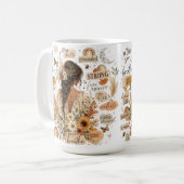 Uplifting floral affirmation watercolor boho chic コーヒーマグカップ (正面左)