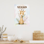 Uplifting Giraffe nursery wall poster Stand tall ポスター (キッチン)