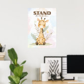 Uplifting Giraffe nursery wall poster Stand tall ポスター (ホームオフィス)